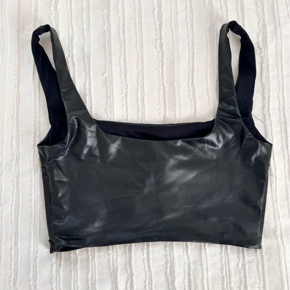 Forever 21 Black Faux Leather Top Size Small - Picture 3 of 4